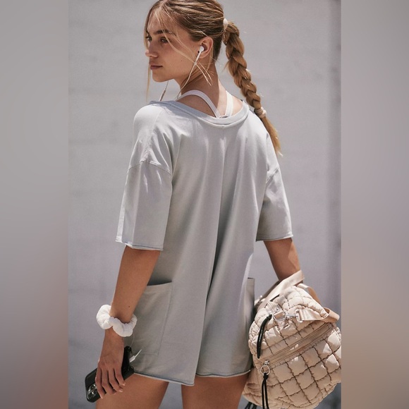 ❌SOLD!❌ NEW! FREE PEOPLE MOVEMENT MEDIUM Hot Shot Tee Romper PINK LEMONADE Short - Picture 12 of 17